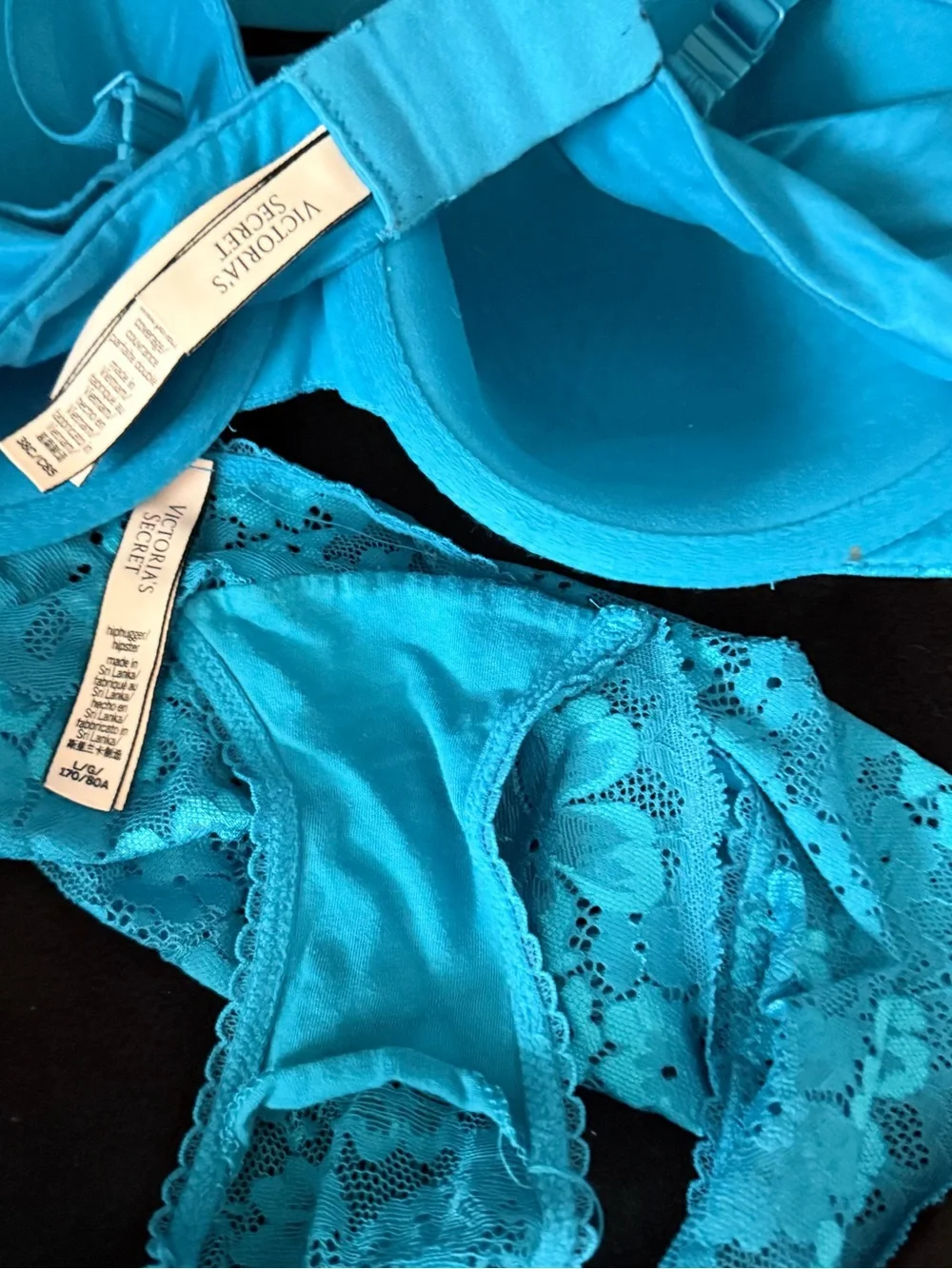Victoria's Secret Teal Lace Push-Up Bra & Lace Briefs